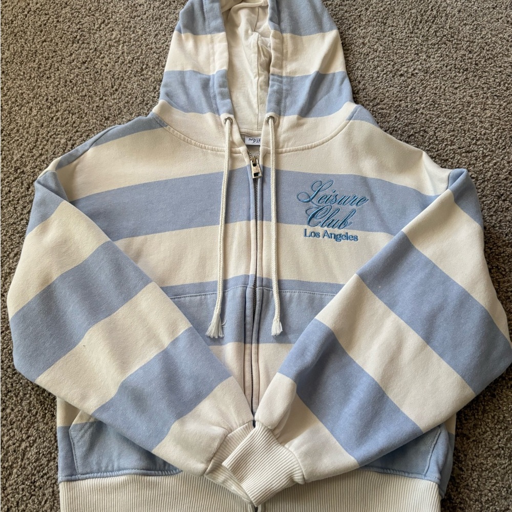 Mighty Fine Cream and Blue Hoodie